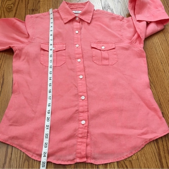 Talbots Linen Orange Button Up Long Sleeves Causal Relaxed Fit Shirt - Picture 11 of 14
